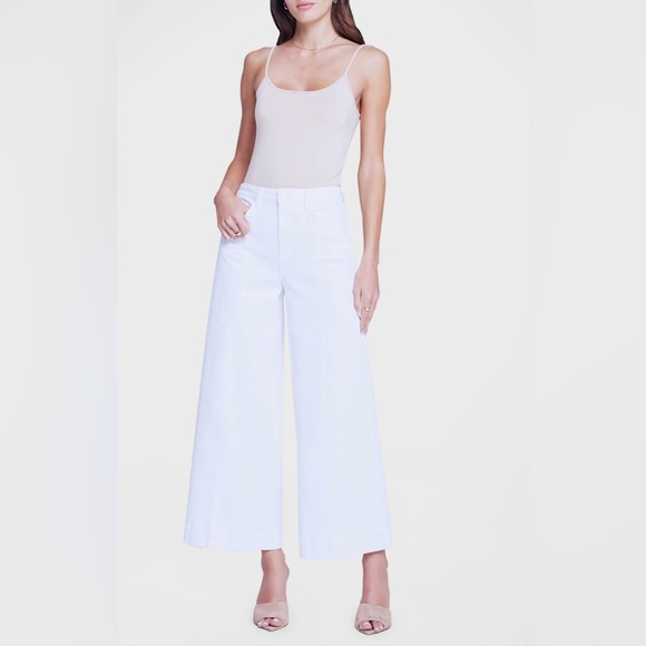 L’agence "Houston" High Rise wide-leg cropped jeans in white - Picture 3 of 15
